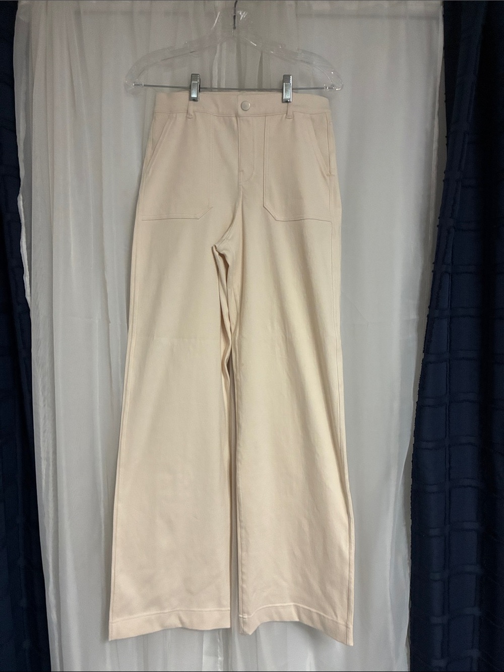 Wide Leg Flare Jeans in Light Cream